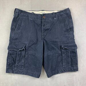 Vintage Abercrombie & Fitch Mens Shorts 36 Navy Blue Cargo Heavyweight 10" Y2K